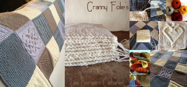 Trcoter une couverture en pure laine en carré tricot Granny Folies