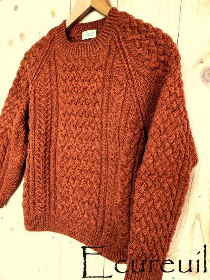 pull irlandais pure laine tricoté main