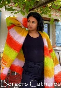 Veste tricotée en mohair et soie