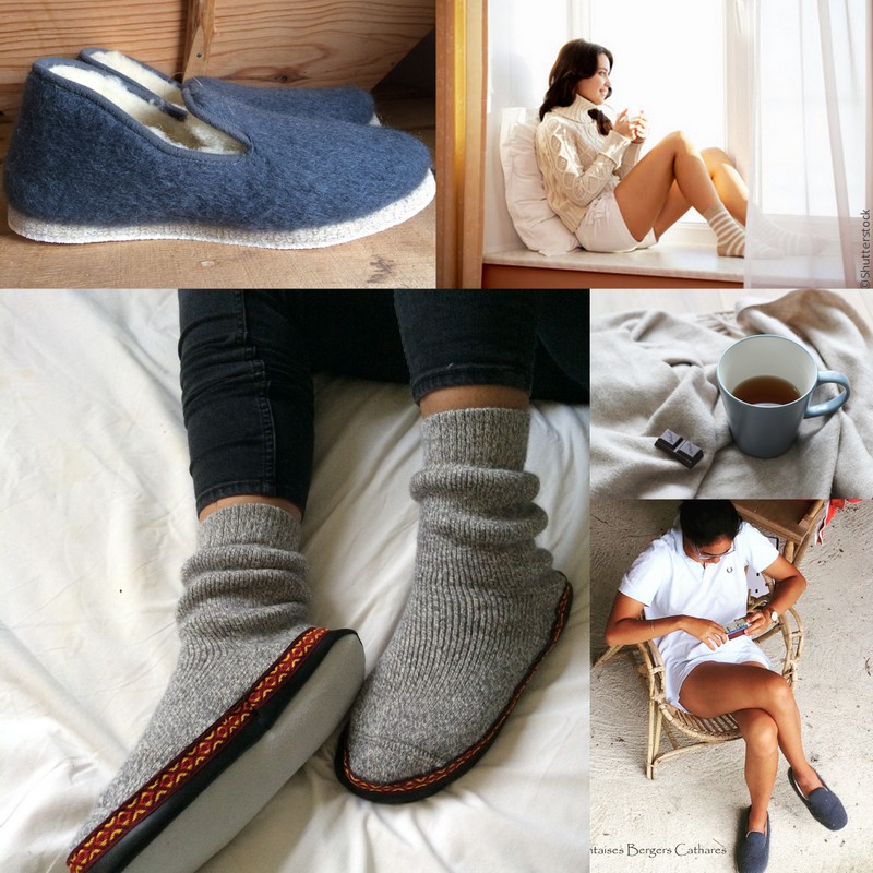 Chaussons-chaussettes Mohair&Laine ou Charentaises - Les Bergers Cathares