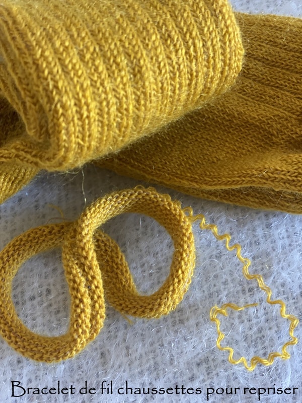 Fil de reparation chaussettes bracelet Mohair curry