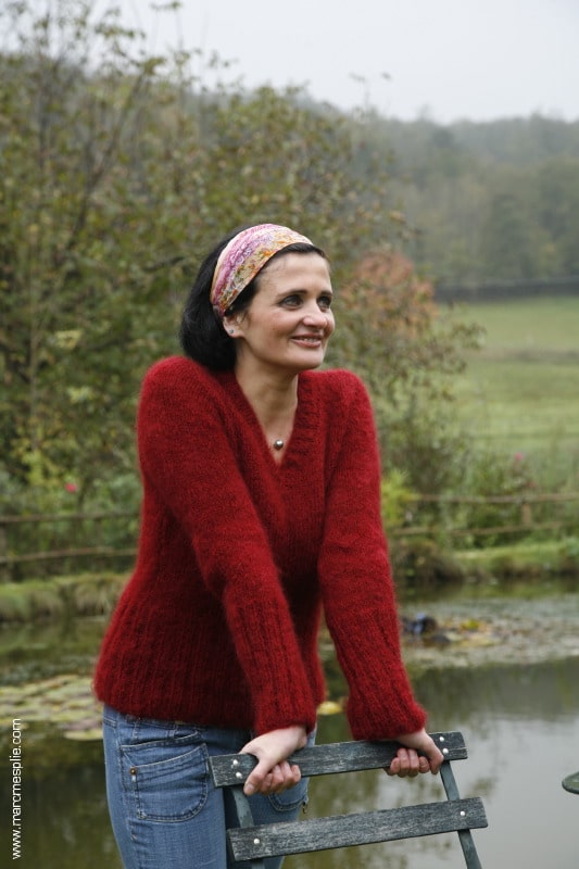 Pull col V en mohair de France - patron tricot - Bergers Cathares