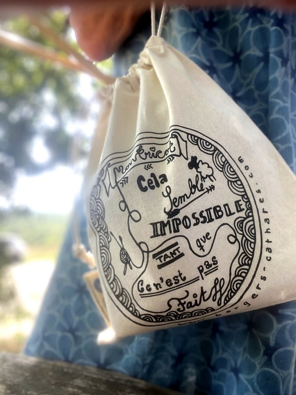 Sac tricot coton bio pour transporter son tricot