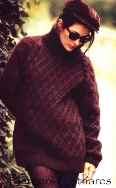 Pull en mohair et laine au point de treillage - Bergers Cathares