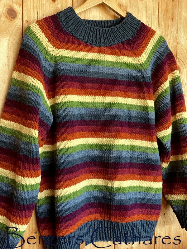 Pull en pure laine de nos moutons - produit en France - Bergers Cathares